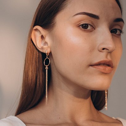 Висячие серьги из красного золота с06353 №4