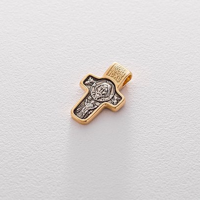 Серебряный крестик с позолотой "Спас Нерукотворный. Св. Николай Чудотворец" 131452