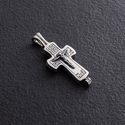 Серебряный крест-мощевик с распятием 132258