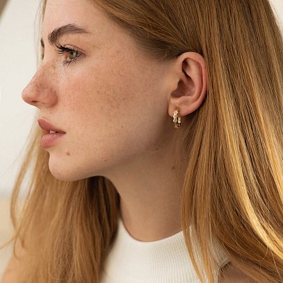 Серьги из желтого золота на английской застежке с06386 №5