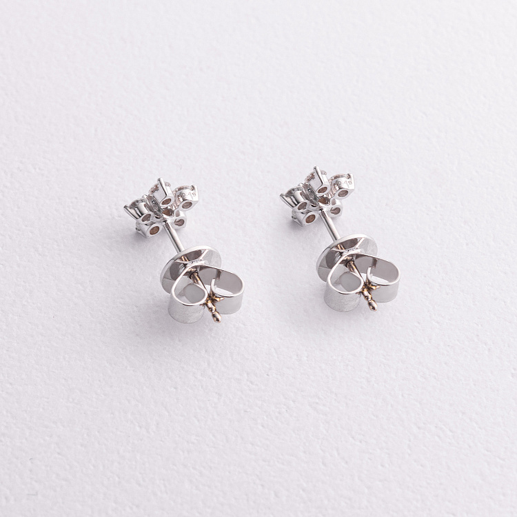 Золотые серьги - пусеты "Цветочки" (бриллианты) сб0611mi от ювелирного магазина Оникс - 2