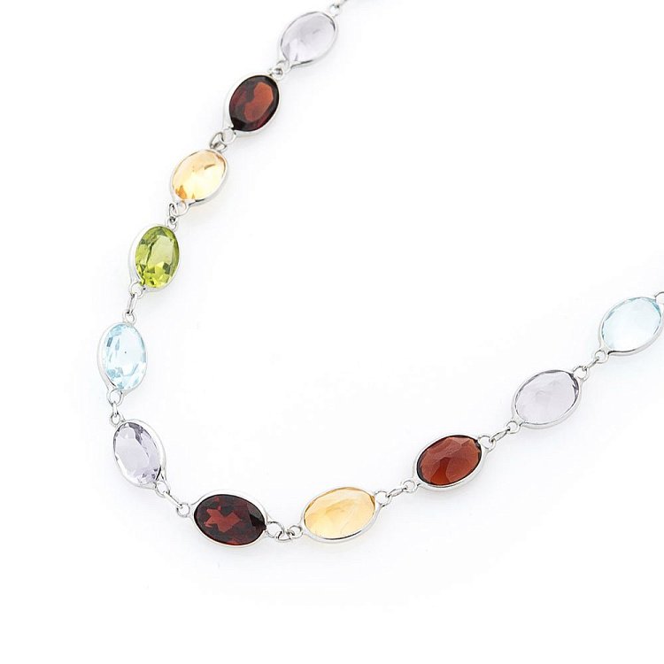 Золоте кольє (аметист, цитрин, уваровит, піроп, топаз) колб0024sp від ювелірного магазину Онікс