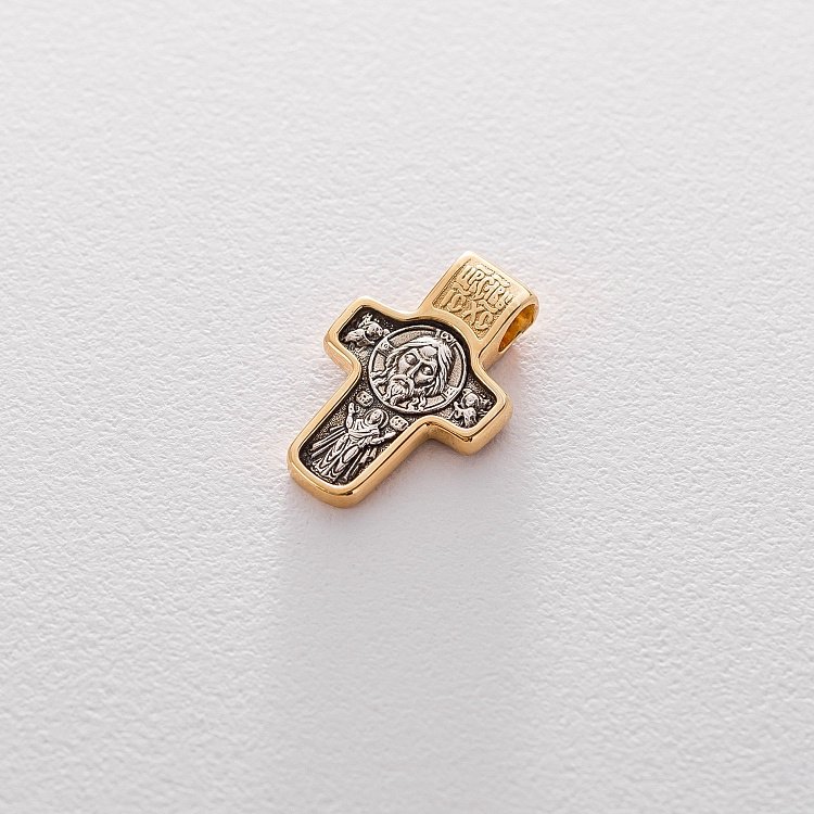 Серебряный крестик с позолотой "Спас Нерукотворный. Св. Николай Чудотворец" 131452 от ювелирного магазина Оникс