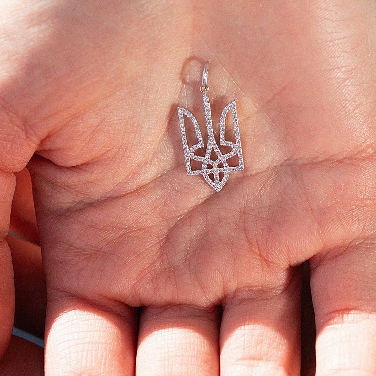 Кулон "Герб Украины - Тризуб" с бриллиантами (белое золото) 129871121 от ювелирного магазина Оникс - 7