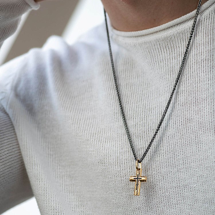 Серебряный крест "Спаси и сохрани" с позолотой 131745 от ювелирного магазина Оникс - 3