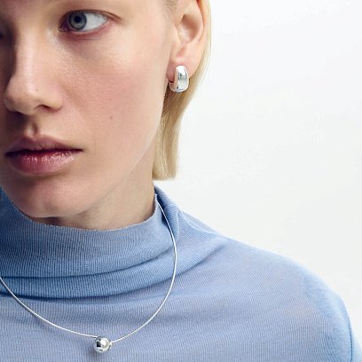 Колье - чокер "Adele" в серебре с шариком (8 мм) 181316 №11