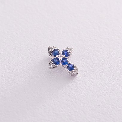 Золотий хрестик (сапфіри, діаманти) пб0114lg