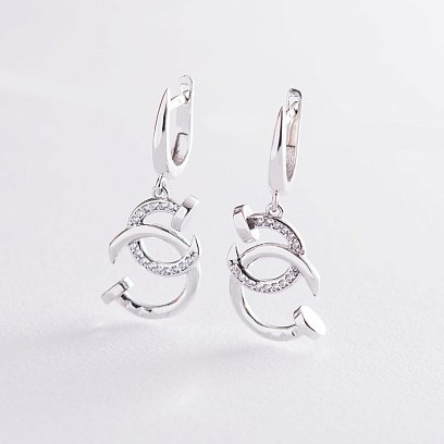 Сережки "Цвяшки" в білому золоті с06744