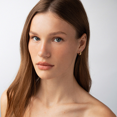 Сережки - кільця "Ruby" у жовтому золоті с09126 №4