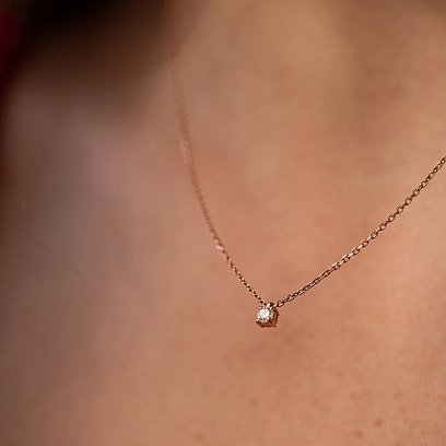 Золотое колье с одним камнем (бриллиант) колб0114di №4