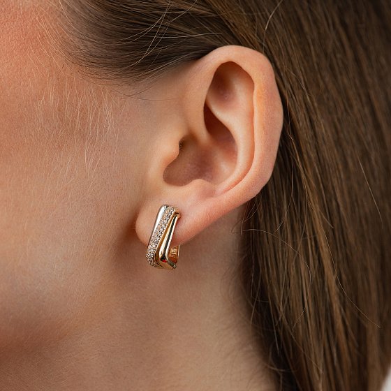 Серьги с фианитами (желтое золото) с09776 №4
