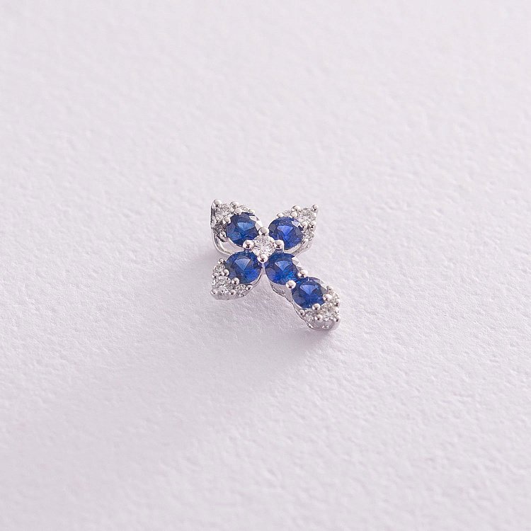 Золотий хрестик (сапфіри, діаманти) пб0114lg від ювелірного магазину Онікс