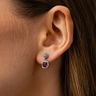 Серебряные серьги - пусеты (рубины, куб. цирконий) 2500/1р-HRUB от ювелирного магазина Оникс - 1