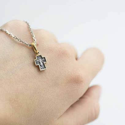 Срібний дитячий хрестик з позолотою 131802 №5