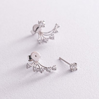 Золоті сережки - джекети з діамантами сб0362nl №5