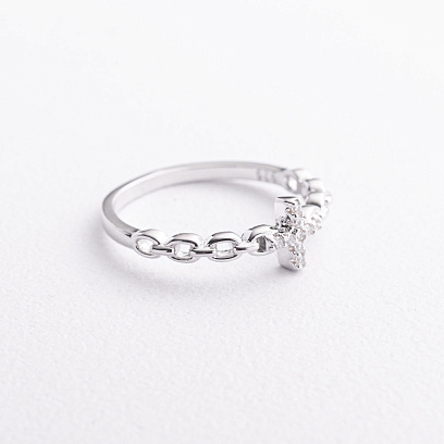 Серебряное кольцо "Крестик" с фианитами 112849 №2