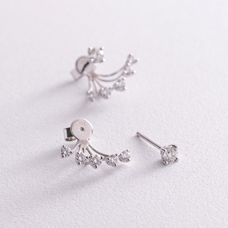 Золоті сережки - джекети з діамантами сб0362nl від ювелірного магазину Онікс - 4