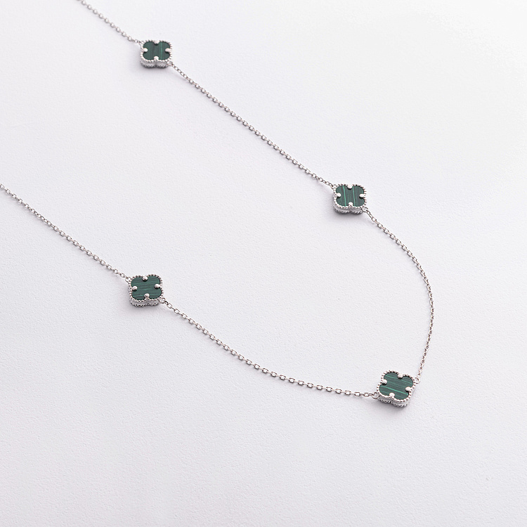 Срібне кольє "Конюшина" (малахіт) 181338 від ювелірного магазину Онікс - 1