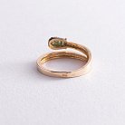 Золотое кольцо "Спичка" (зеленые фианиты) к06906 от ювелирного магазина Оникс - 3