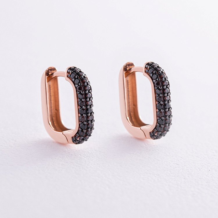 Золотые серьги "Беата" (коричневые фианиты) с08198 от ювелирного магазина Оникс