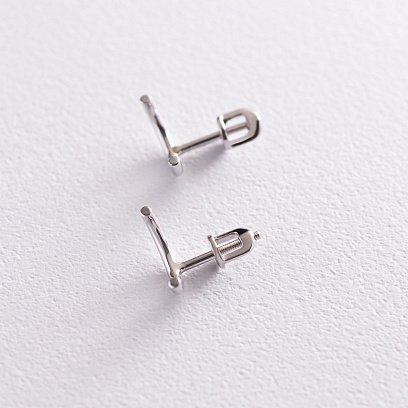 Серьги - пусеты "Дуга" в белом золоте с07076 №4