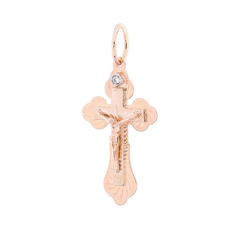 Золотой православный крестик п02438 от ювелирного магазина Оникс