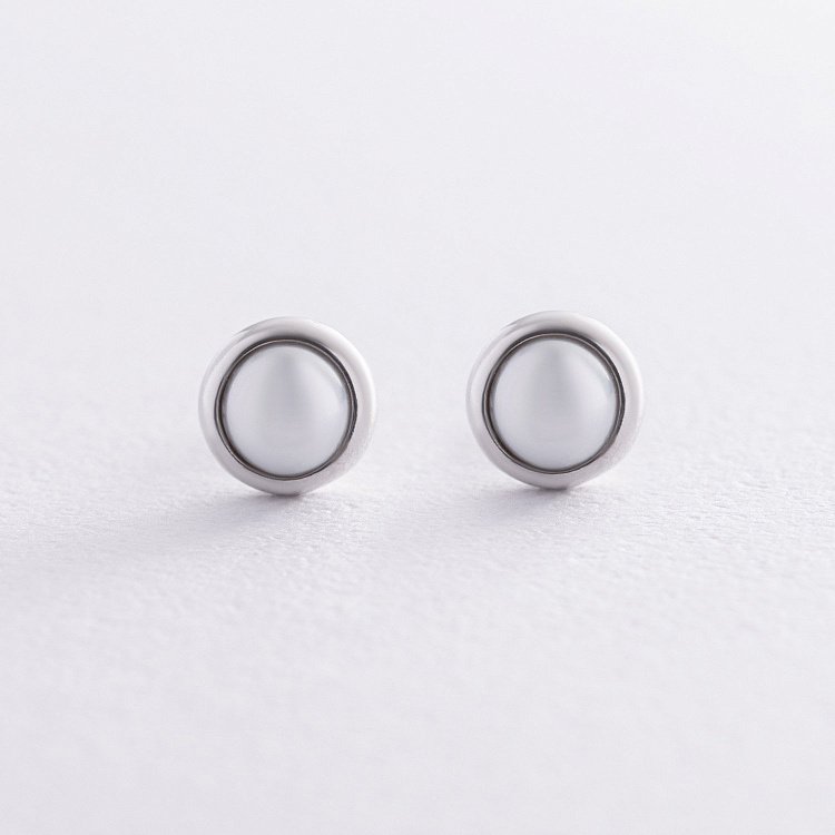 Сережки - пусети з перлами (срібло) 7070 від ювелірного магазину Онікс - 2