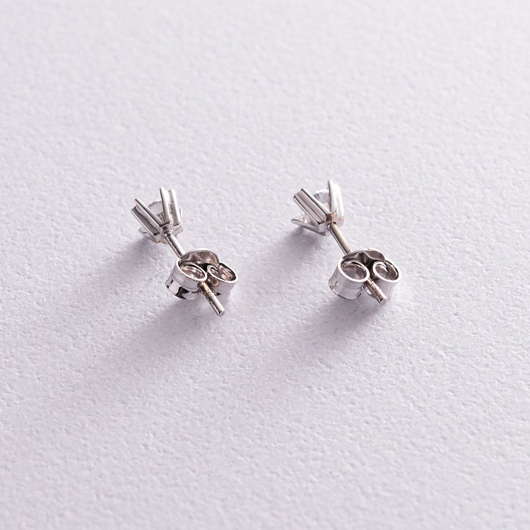 Золотые серьги - пусеты (фианит) с05851 от ювелирного магазина Оникс - 2