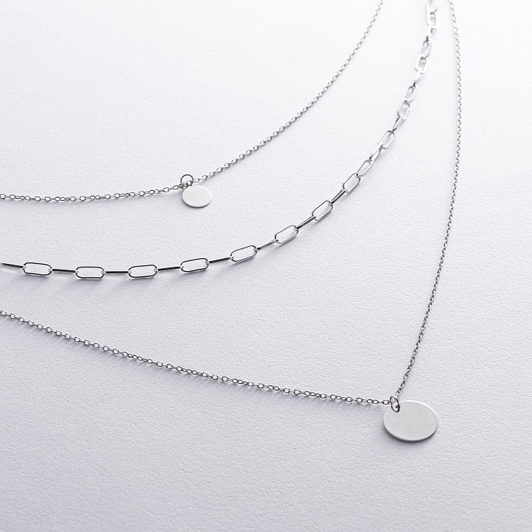 Тройное серебряное колье "Монетки" 181244 от ювелирного магазина Оникс