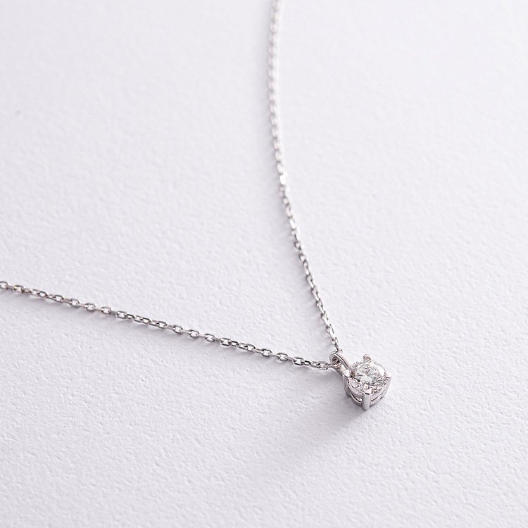 Колье в белом золоте с бриллиантом 719261121 от ювелирного магазина Оникс - 2