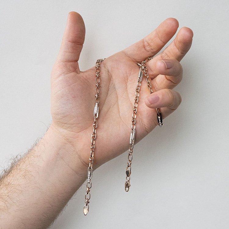 Мужская золотая цепочка (куб. циркония) (0.5 см) Ц0002-8 - 1 Мужская золотая цепочка (куб. циркония) (0.5 см) Ц0002-8 от ювелирного магазина Оникс - 1