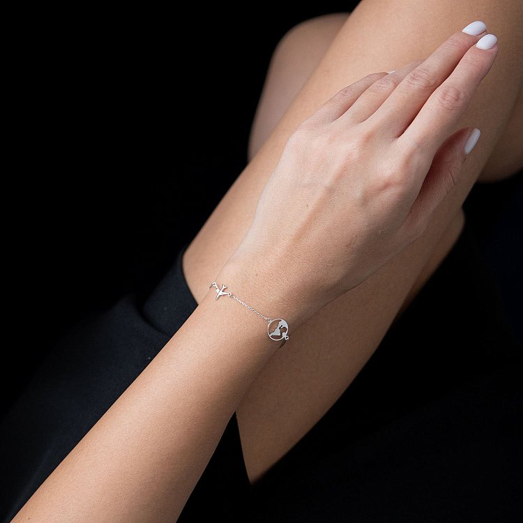 Браслет в білому золоті "Навколосвітня подорож" б04564 від ювелірного магазину Онікс - 1