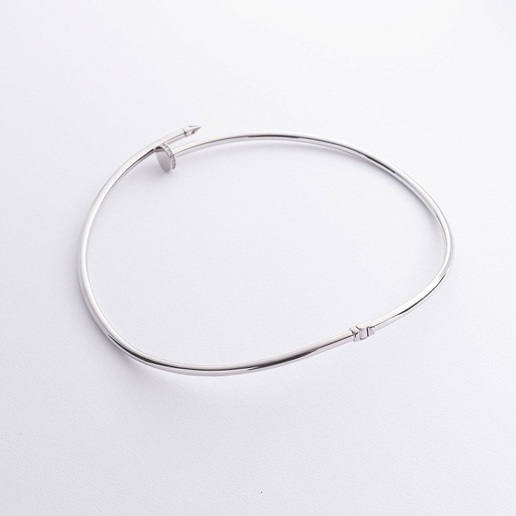 Колье "Гвоздь" в белом золоте (фианиты) кол02531 от ювелирного магазина Оникс - 4