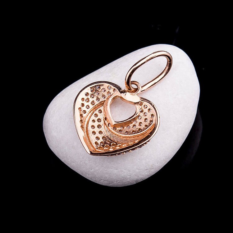 Золотая подвеска "Сердце" с фианитами п02306 от ювелирного магазина Оникс - 2