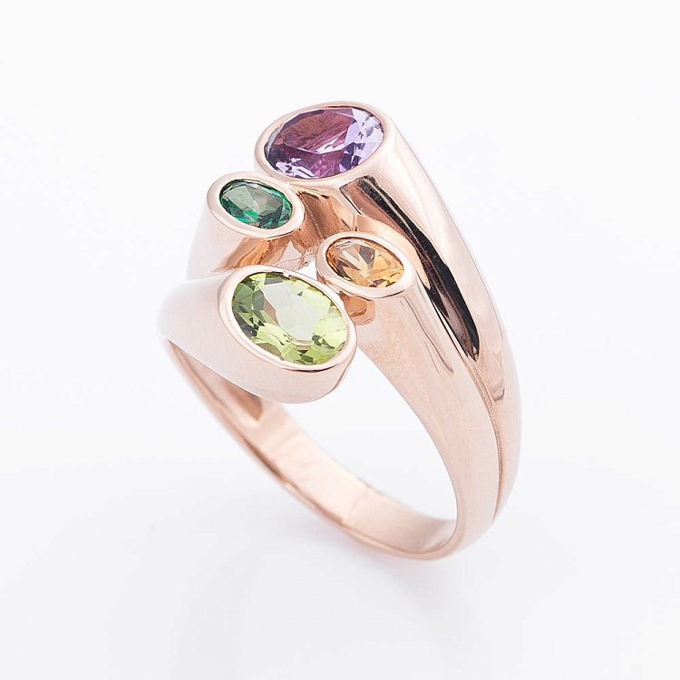 Золотое кольцо с натуральными камнями 02-1415.0.1230 от ювелирного магазина Оникс - 1