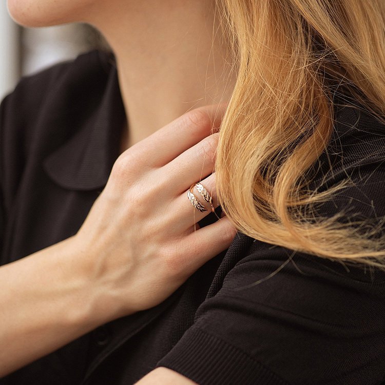 Кольцо "Колоски пшеницы" в красном золоте к08047 от ювелирного магазина Оникс - 2