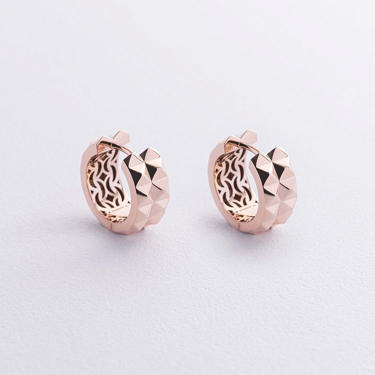 Серьги - кольца "Monika" в красном золоте с09007 от ювелирного магазина Оникс