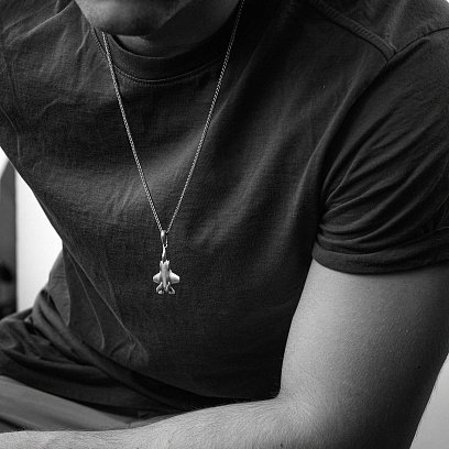 Подвеска "Военный самолет - Истребитель" в серебре 133209 №7