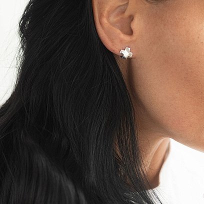 Серьги "Крестики" в белом золоте с06971 №4