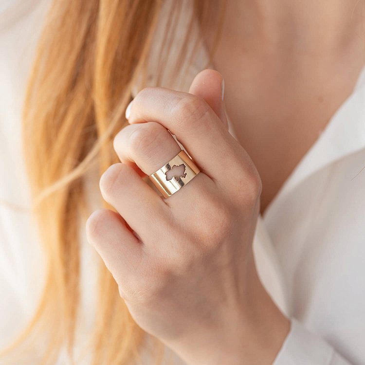 Кольцо "Моя Украина" в желтом золоте к07038 - 12 Кольцо "Моя Украина" в желтом золоте к07038 от ювелирного магазина Оникс - 12