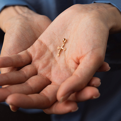 Золотой крестик с распятием п04091 №4
