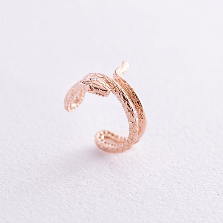 Золотая серьга - каффа "Змея" с08215 от ювелирного магазина Оникс - 2