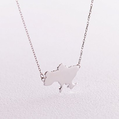 Кольє "Карта України" у білому золоті (можливе гравіювання) кол02300