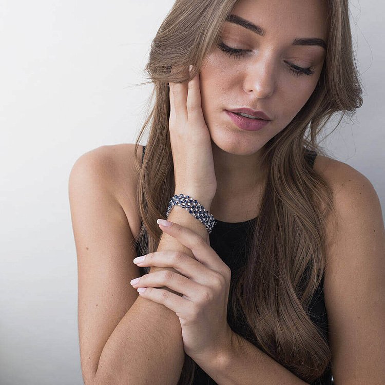 Золотий браслет з сапфірами і діамантами бб0005he від ювелірного магазину Онікс