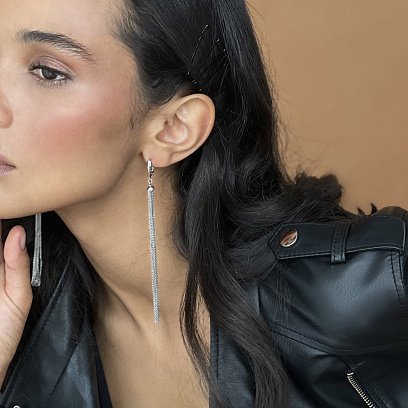 Золоті висячі сережки "Дощ" 480051B №4