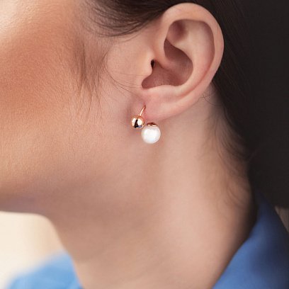 Золоті сережки "Кульки" (штучні перли) с08349 №2