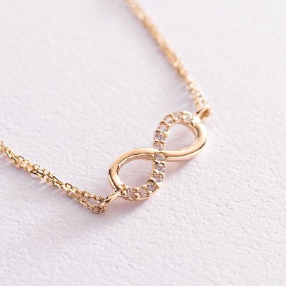 Браслет "Бесконечность" в желтом золоте (фианиты) б04860 №3