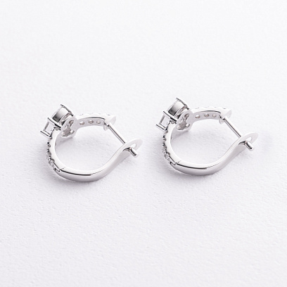 Сережки "Сердечки" у білому золоті (діаманти) сб0697va №2