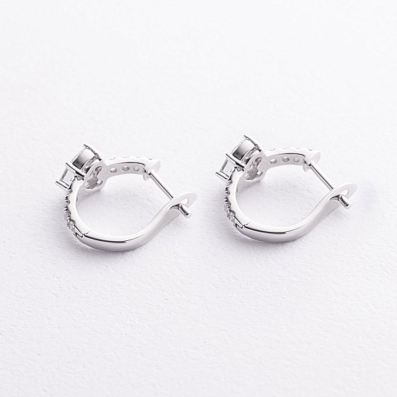 Сережки "Сердечки" у білому золоті (діаманти) сб0697va №4