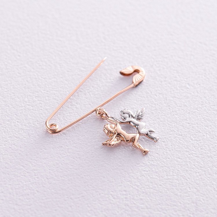Золотая булавка с ангелочками зак00337 от ювелирного магазина Оникс